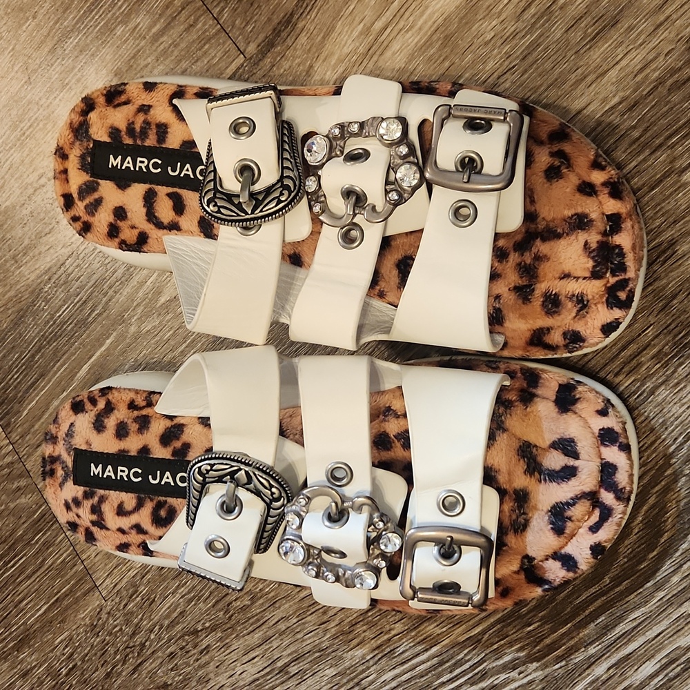 Marc Jacobs White Leopard Print Flats